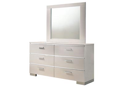 Malte White Dresser and Mirror
