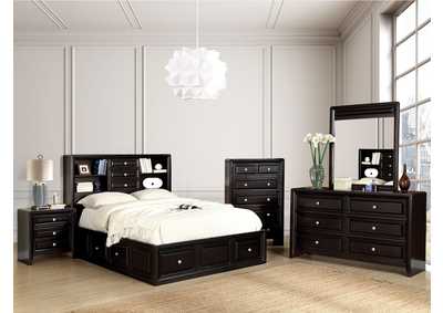 Yorkville Espresso Queen Platform Storage Bed w/Dresser and Mirror,Furniture of America