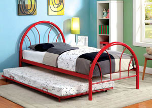 Image for Rainbow Red High Headboard Full Metal Platform Bed w/Trundle