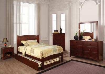 Cara Cherry Twin Platform Bed w/Dresser and Mirror
