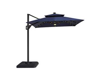 Image for Xico 8 Ft Square Umbrella w/ Double Top w/ LED Light + 37" Large Base