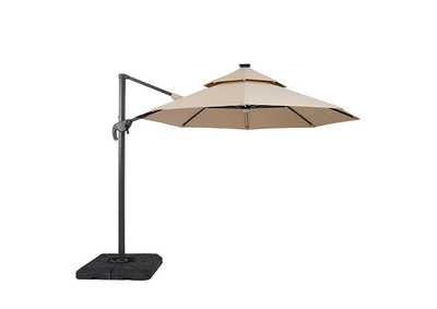 Image for Fera 10 Ft Round Umbrella w/ LED Bulb + 37" Large Base