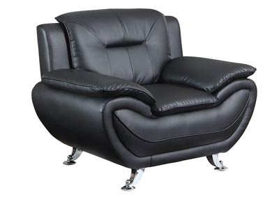 Black Leather Look Chair w/Chrome Legs