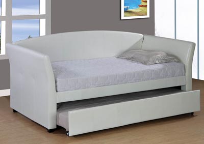 White Upholstered Twin Trundle Daybed