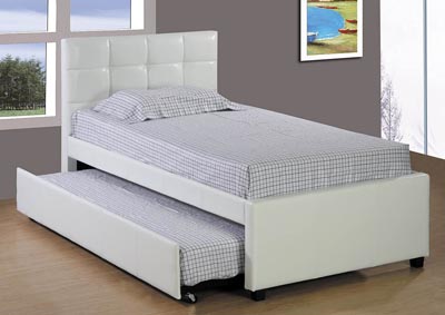 White Upholstered Twin Trundle Bed