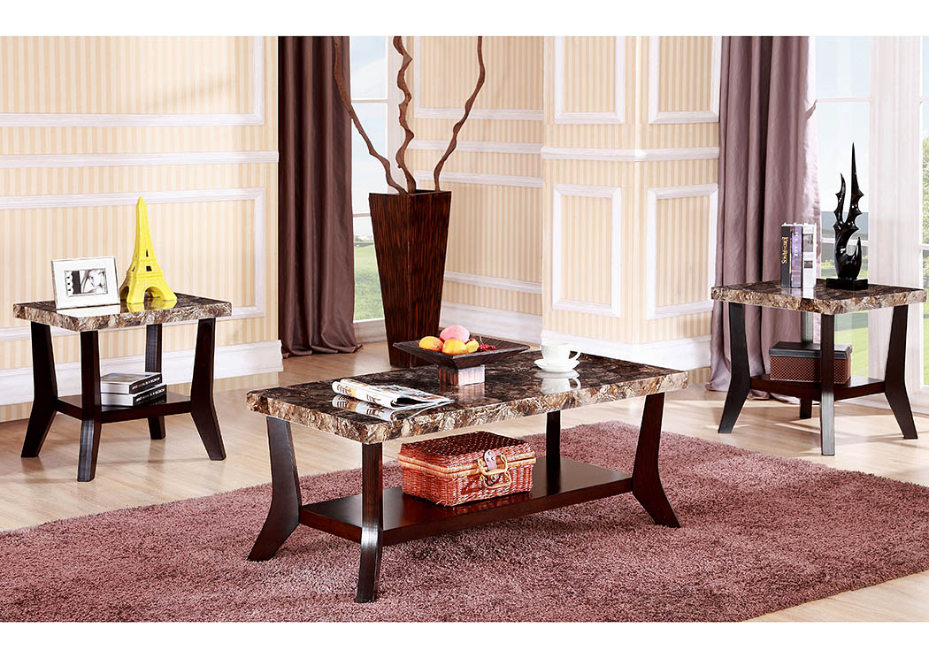 Brown 3 Piece Coffee & End Table Set,Global Trading