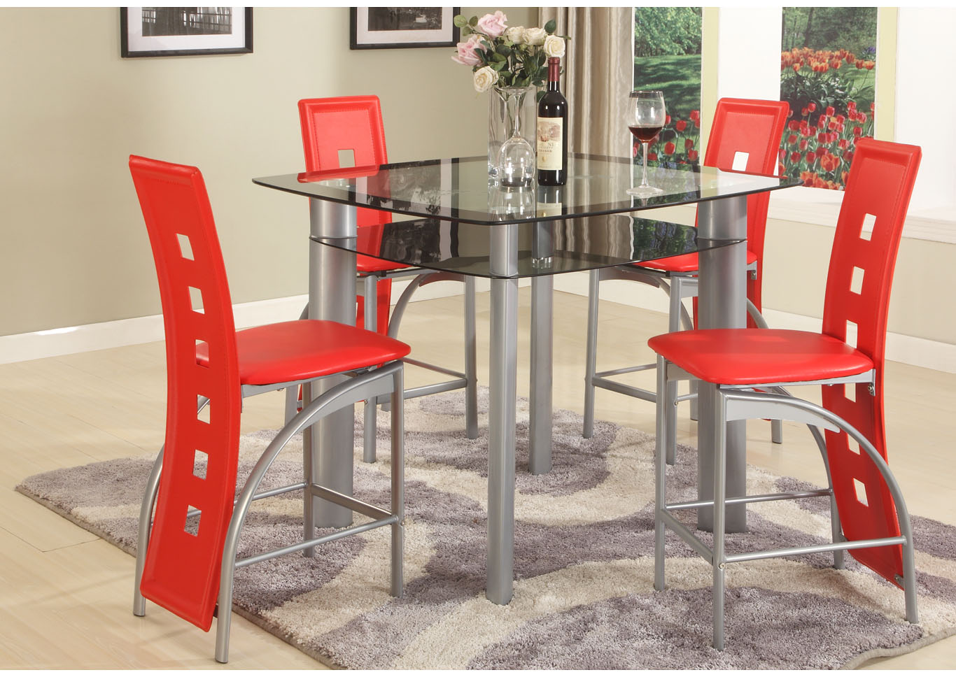 Red PVC Pub Chair (Set of 2),Global Trading