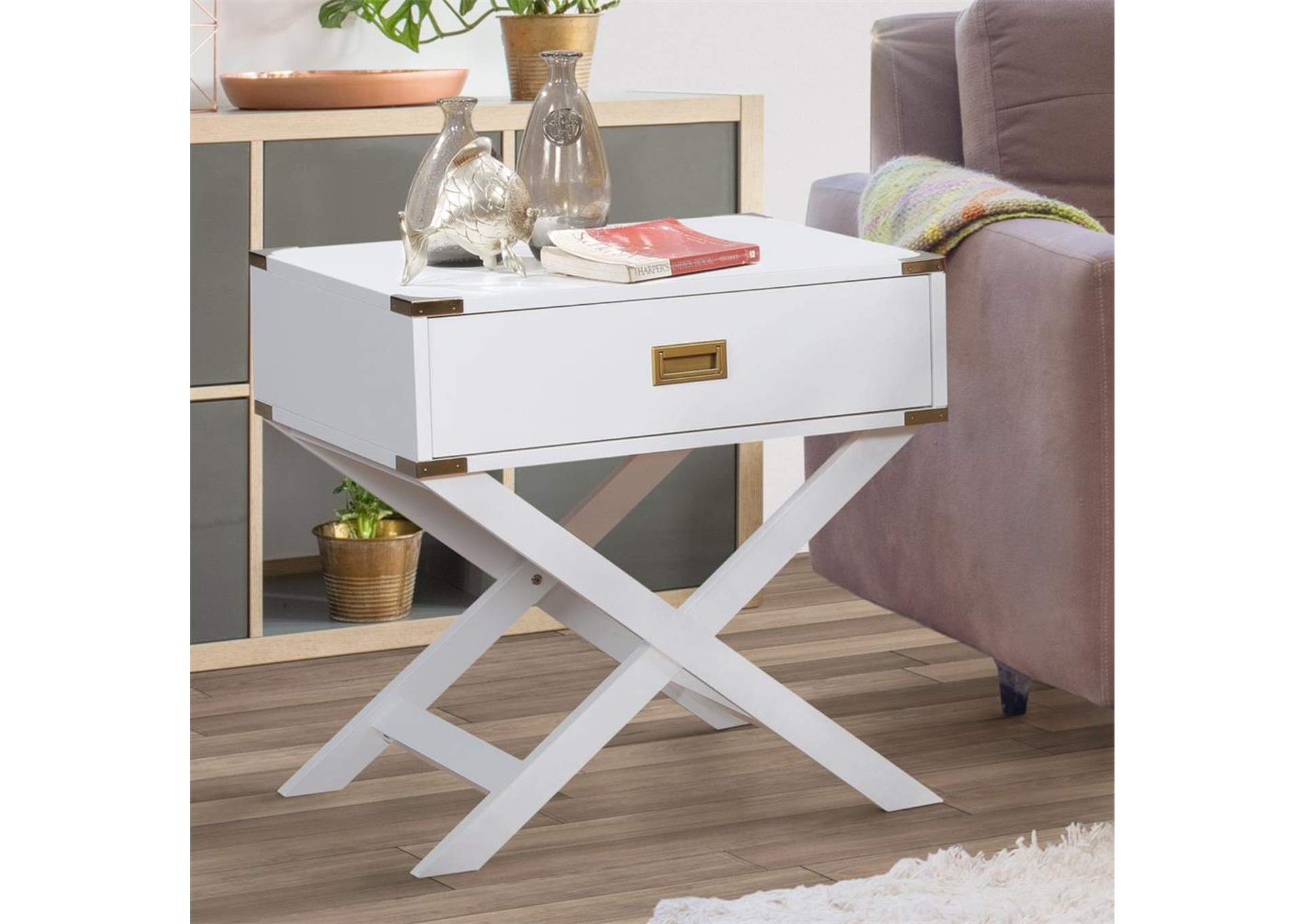 White Side End Table,Global Trading