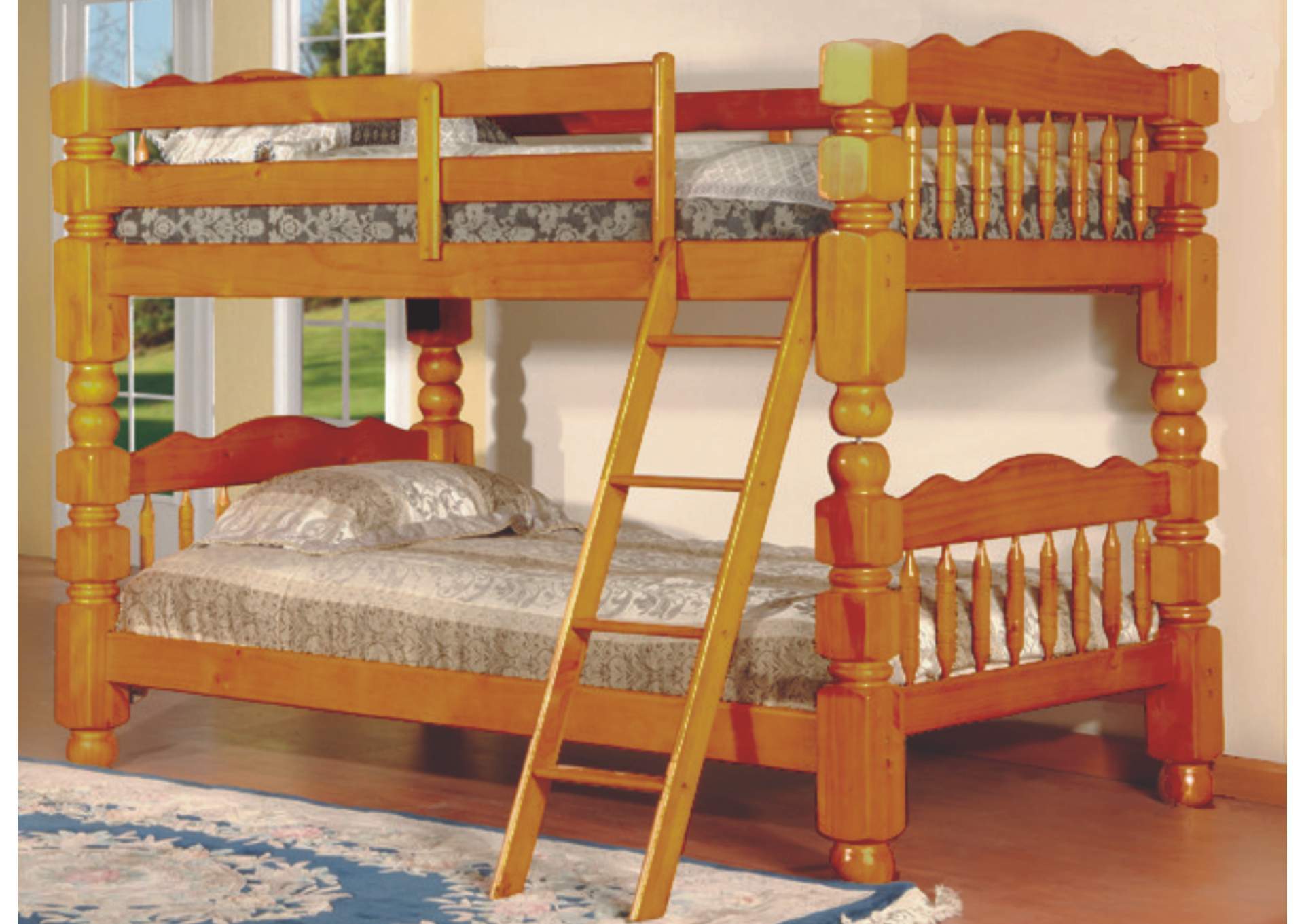 4471H Honey Pine 5 Inch Wooden Post Twin - Twin Convertible Bunk Bed Post,Global Trading