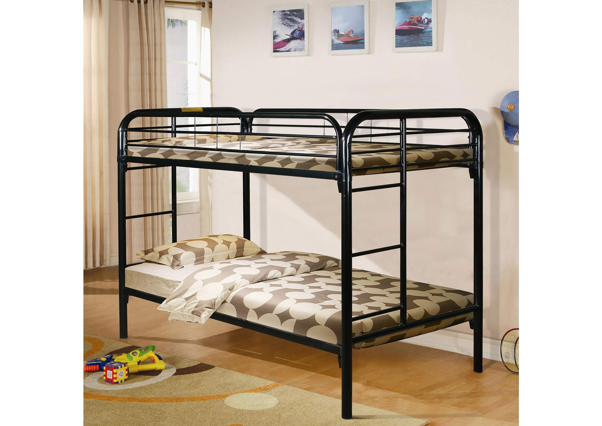 Twin/Twin Bunk Bed Black,Global Trading