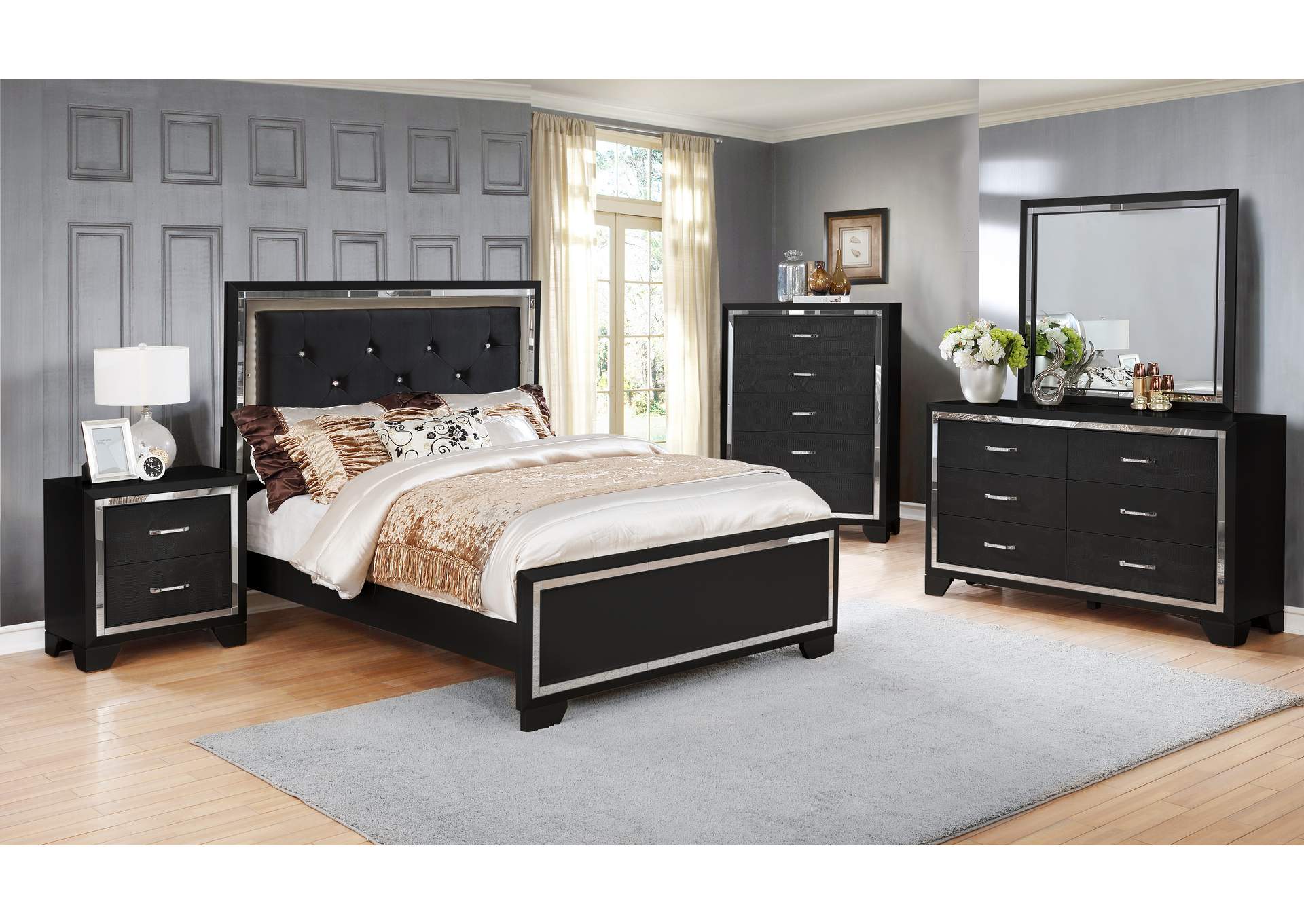 B592 Black 5 Drawer Chest,Global Trading