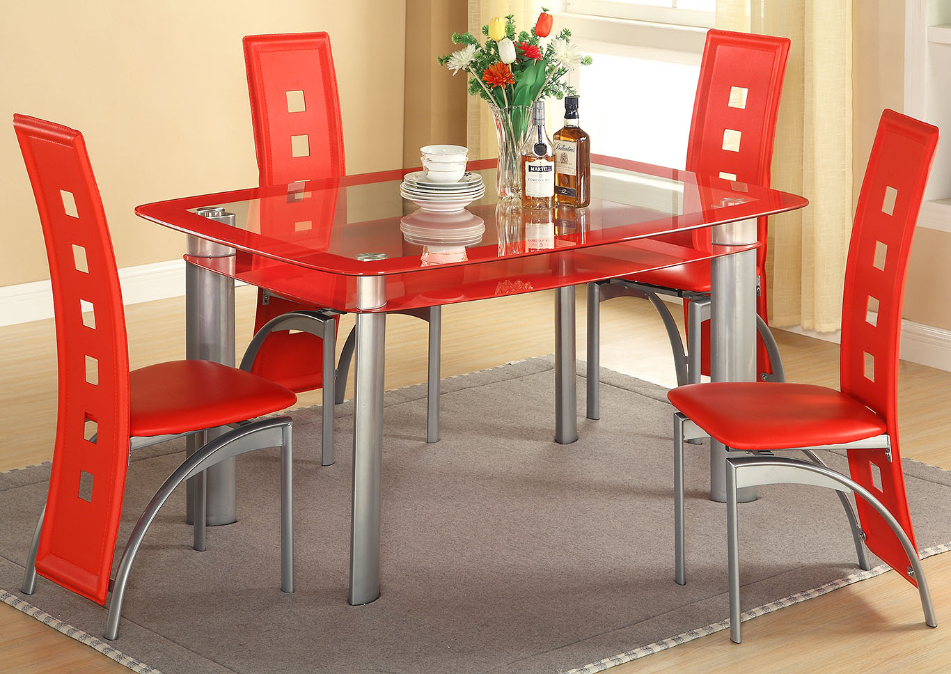 Red PVC Dining Chair (2 In 1 Box),Global Trading