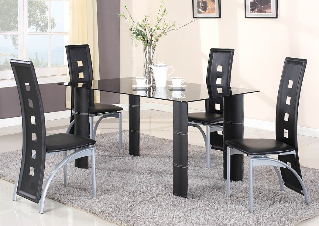 Black Glass Top Dining Table,Global Trading