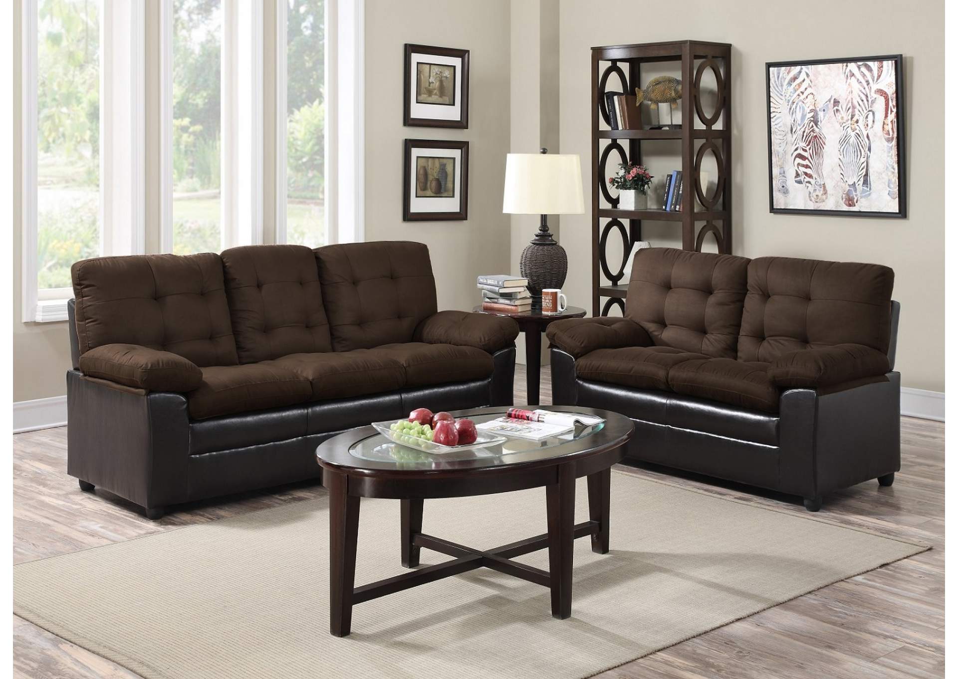 Chocolate Microfiber Sofa & Loveseat,Global Trading