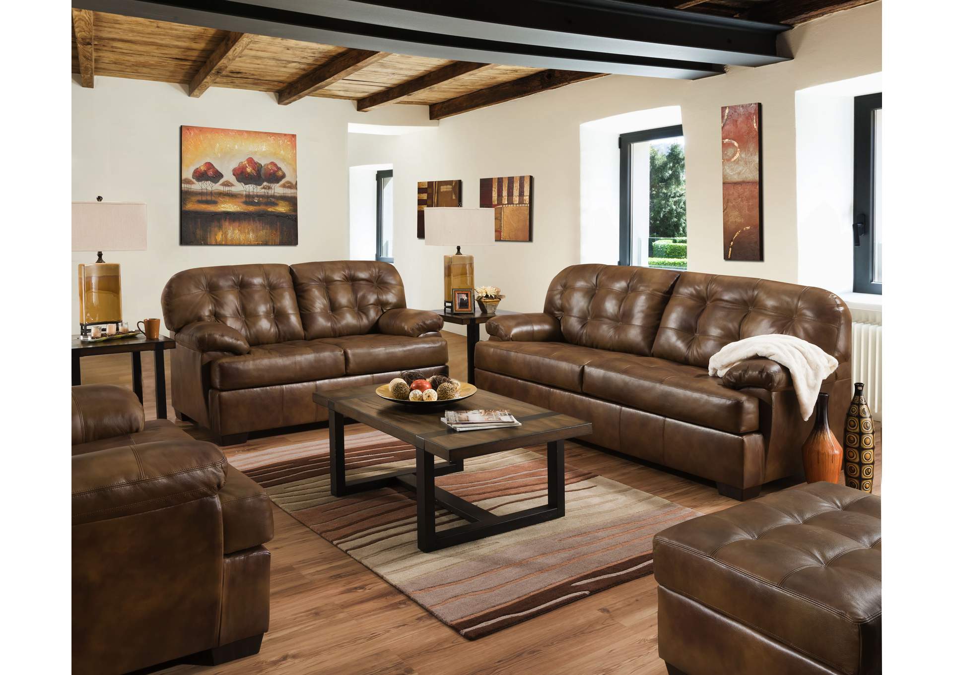 Soft Touch Chaps Sofa And Loveseat,Global Trading