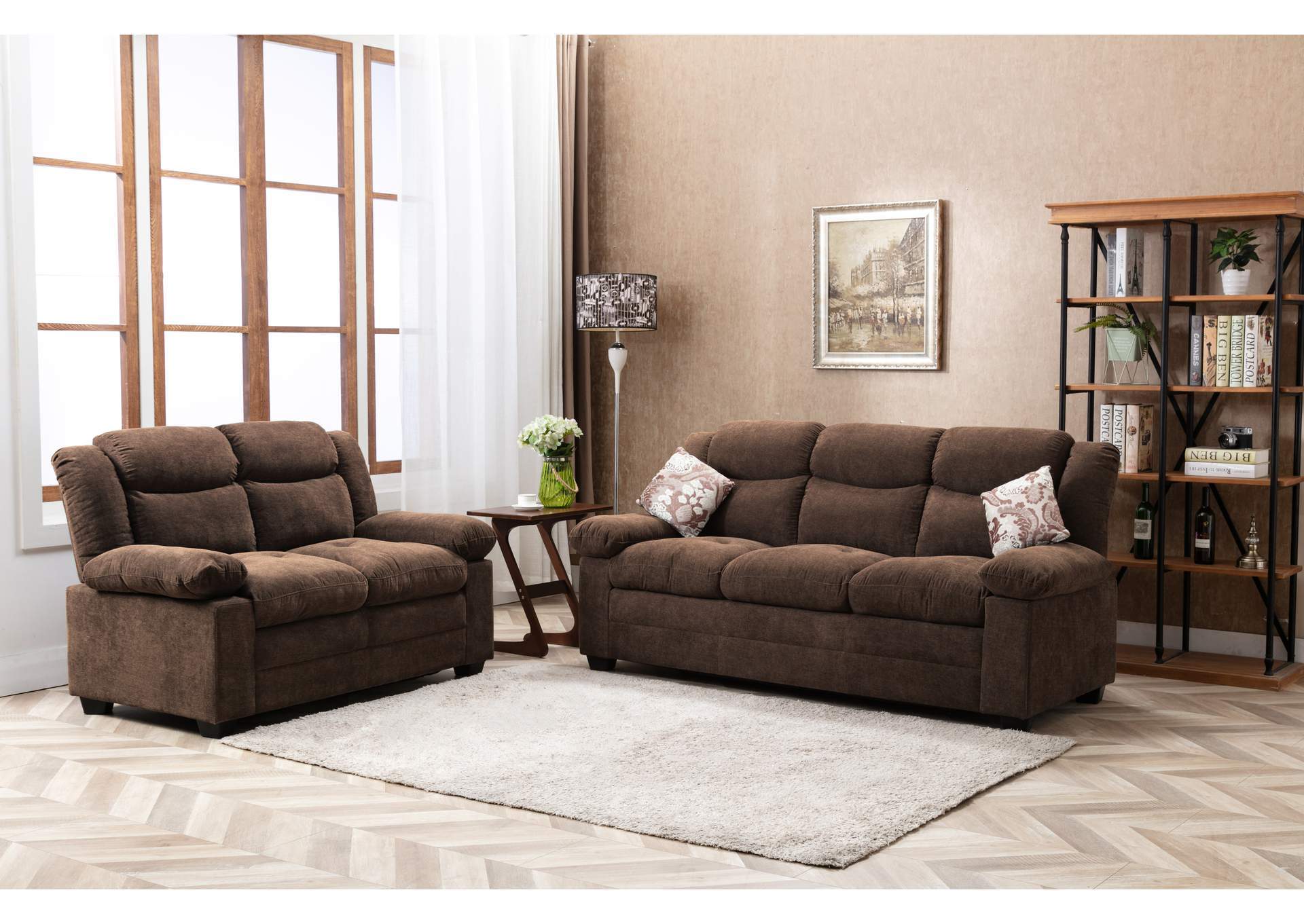 Brown Sofa & Loveseat,Global Trading