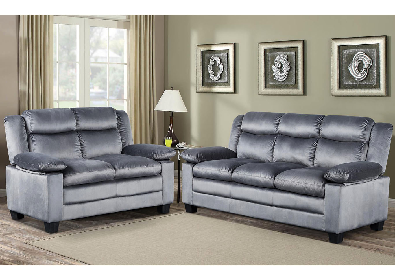 Silver Grey Sofa & Loveseat,Global Trading