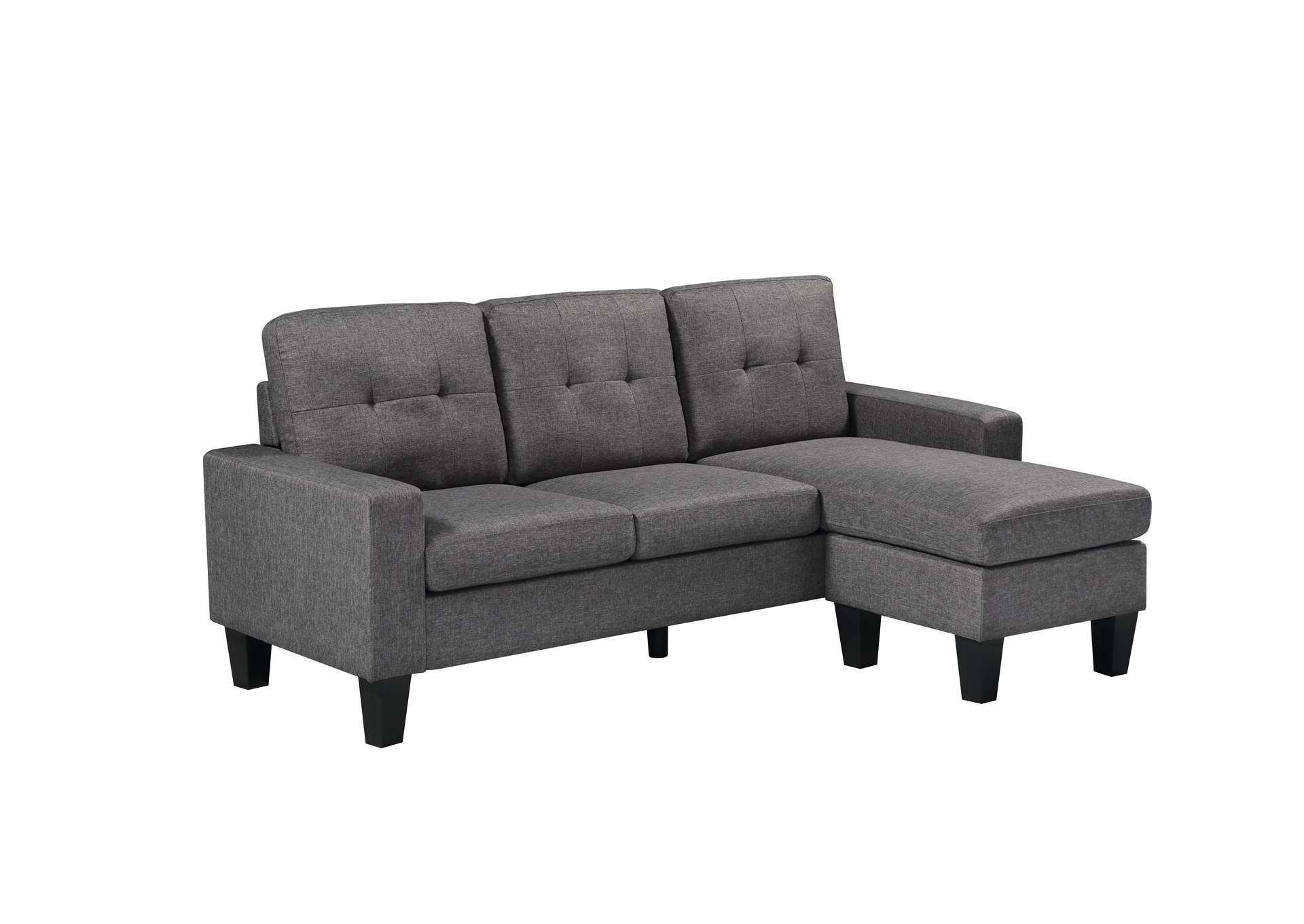 U351 Grey Linen Reversible Sectional Set,Global Trading