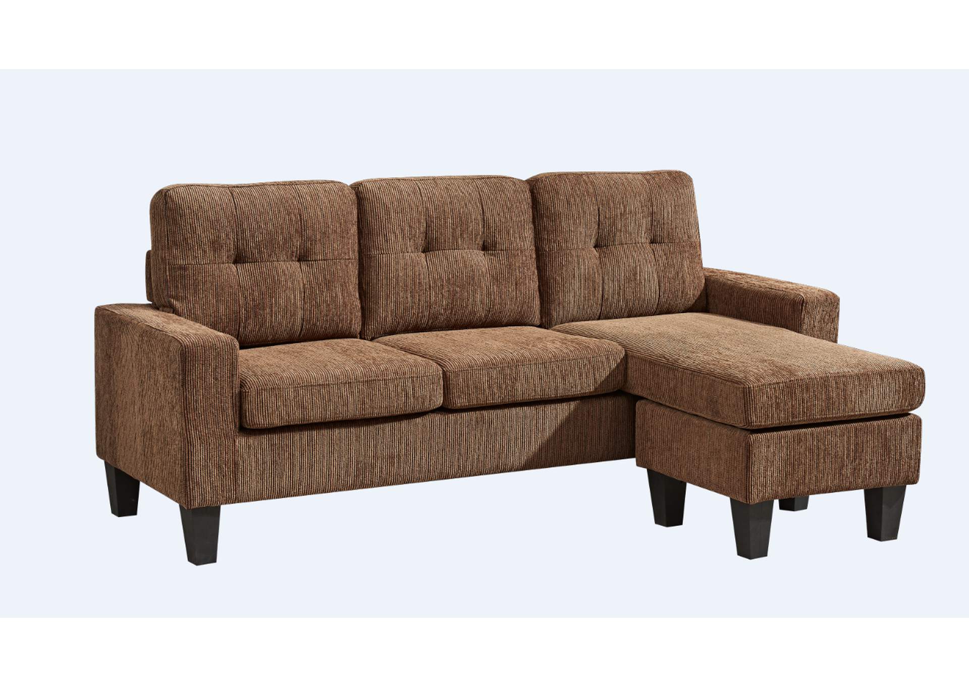 U352 Chocolate Chenille Reversible Sectional Set,Global Trading