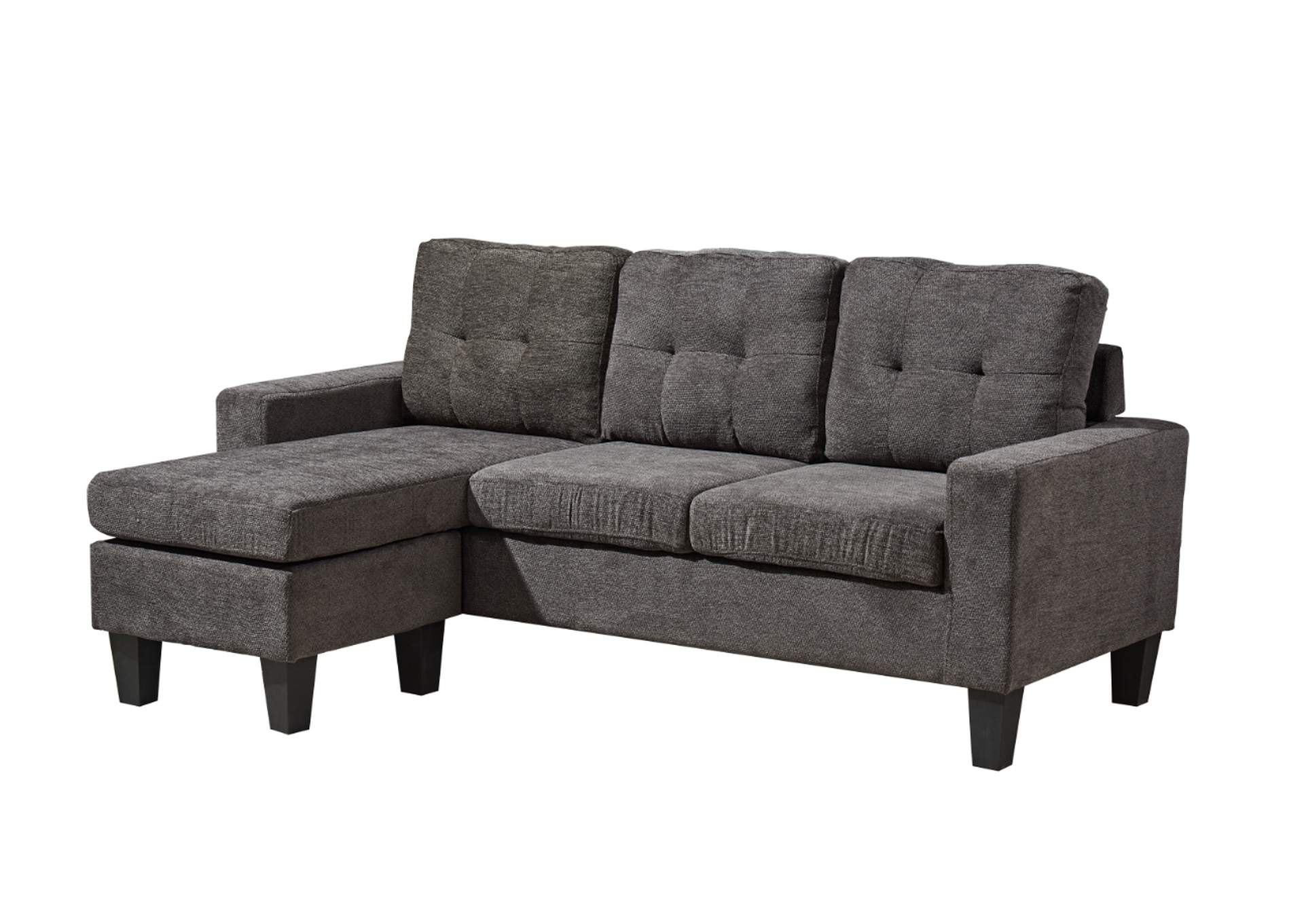 U353 Grey Chenille Reversible Sectional Set,Global Trading