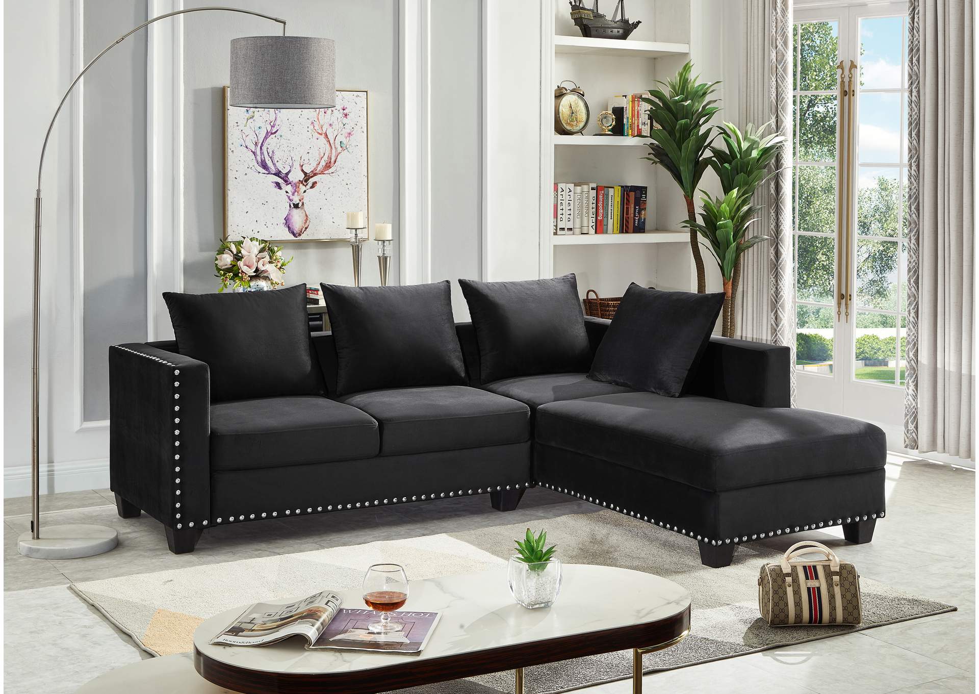 Black Sectional Sofa Set,Global Trading