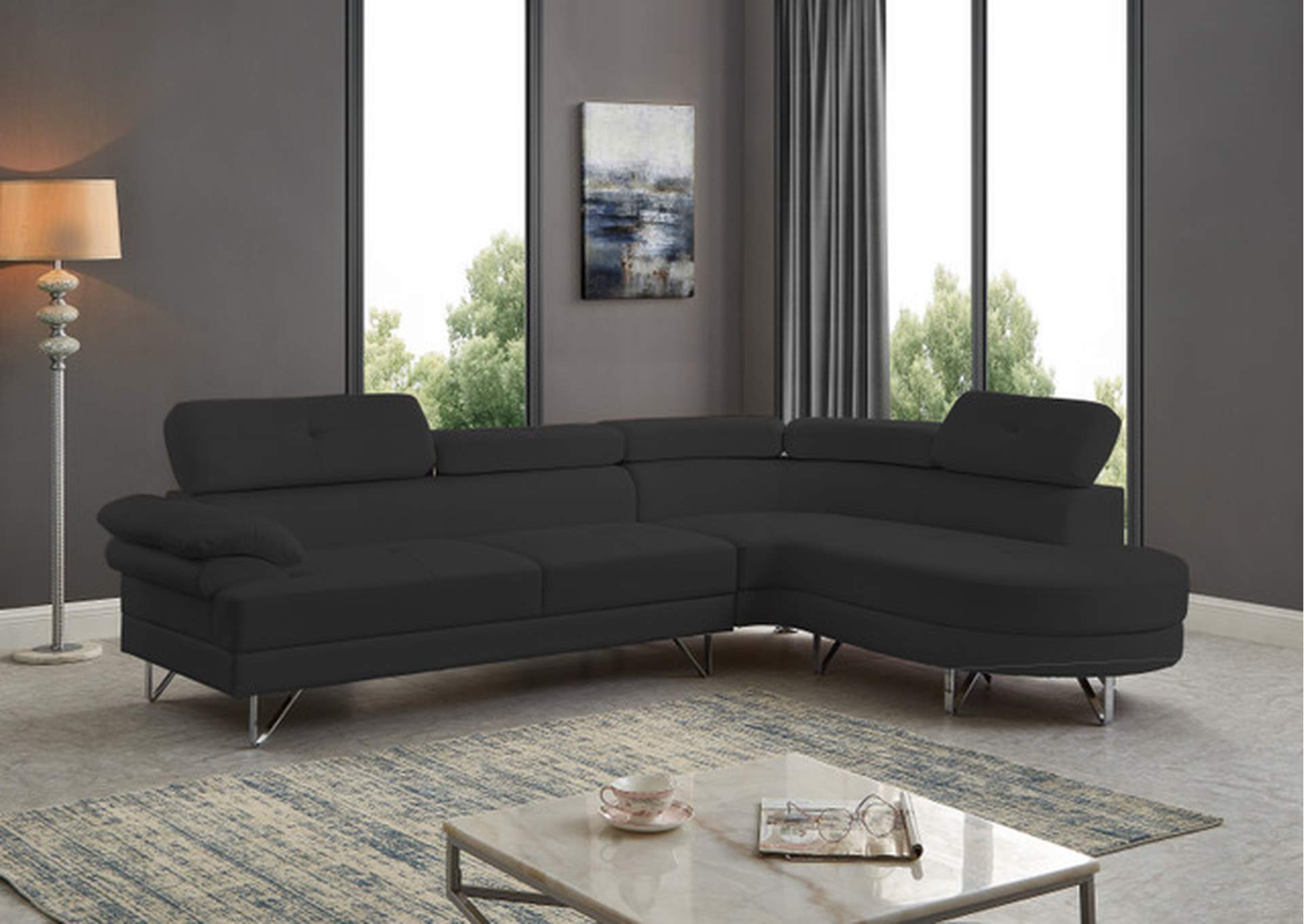 Black Sectional Sofa Set,Global Trading