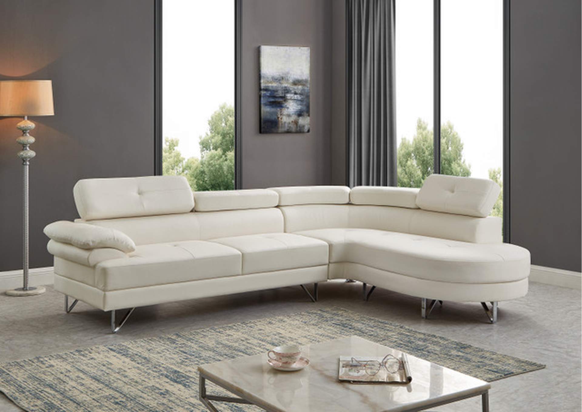 White Sectional Sofa Set,Global Trading