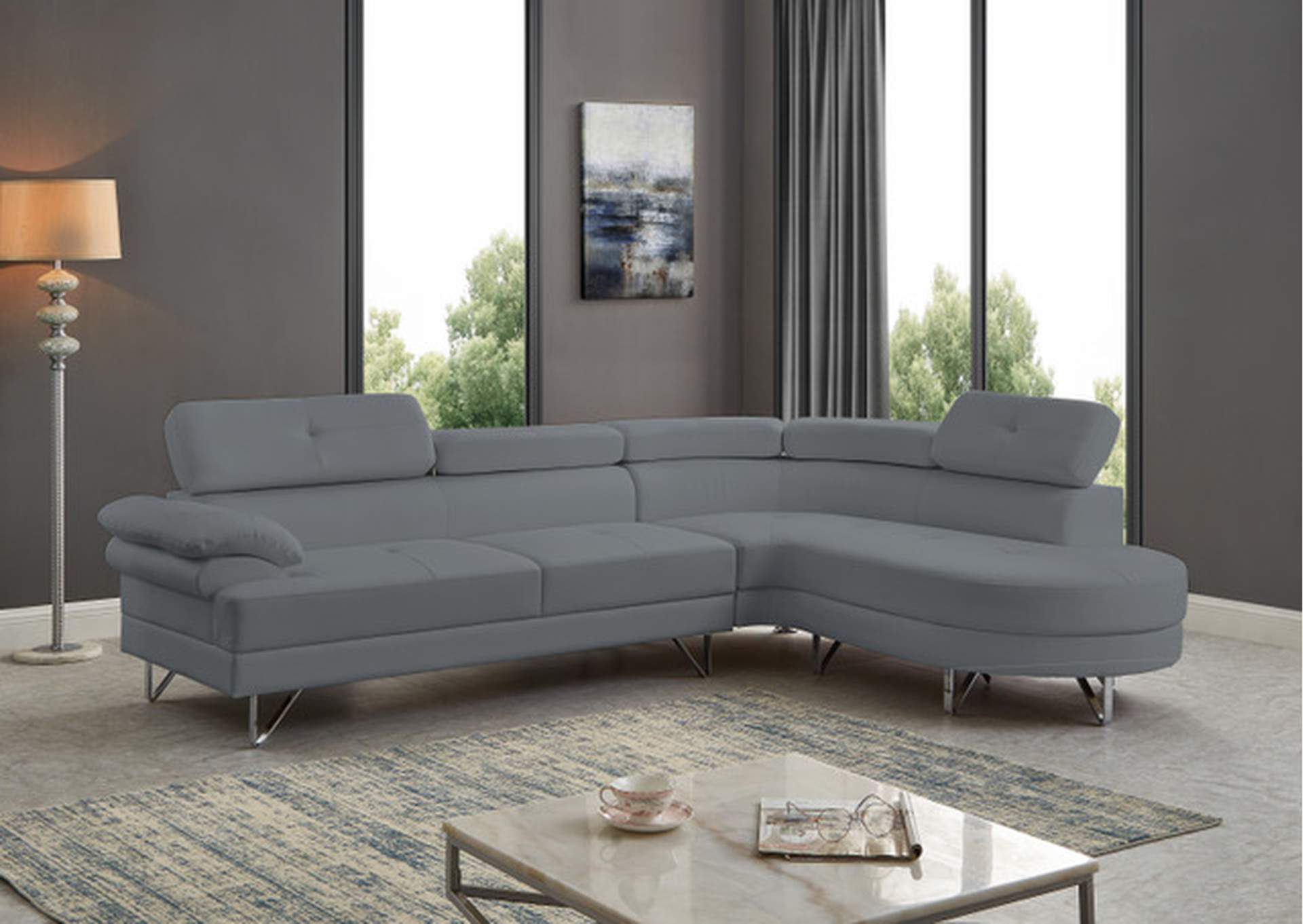 Grey Sectional Sofa Set,Global Trading