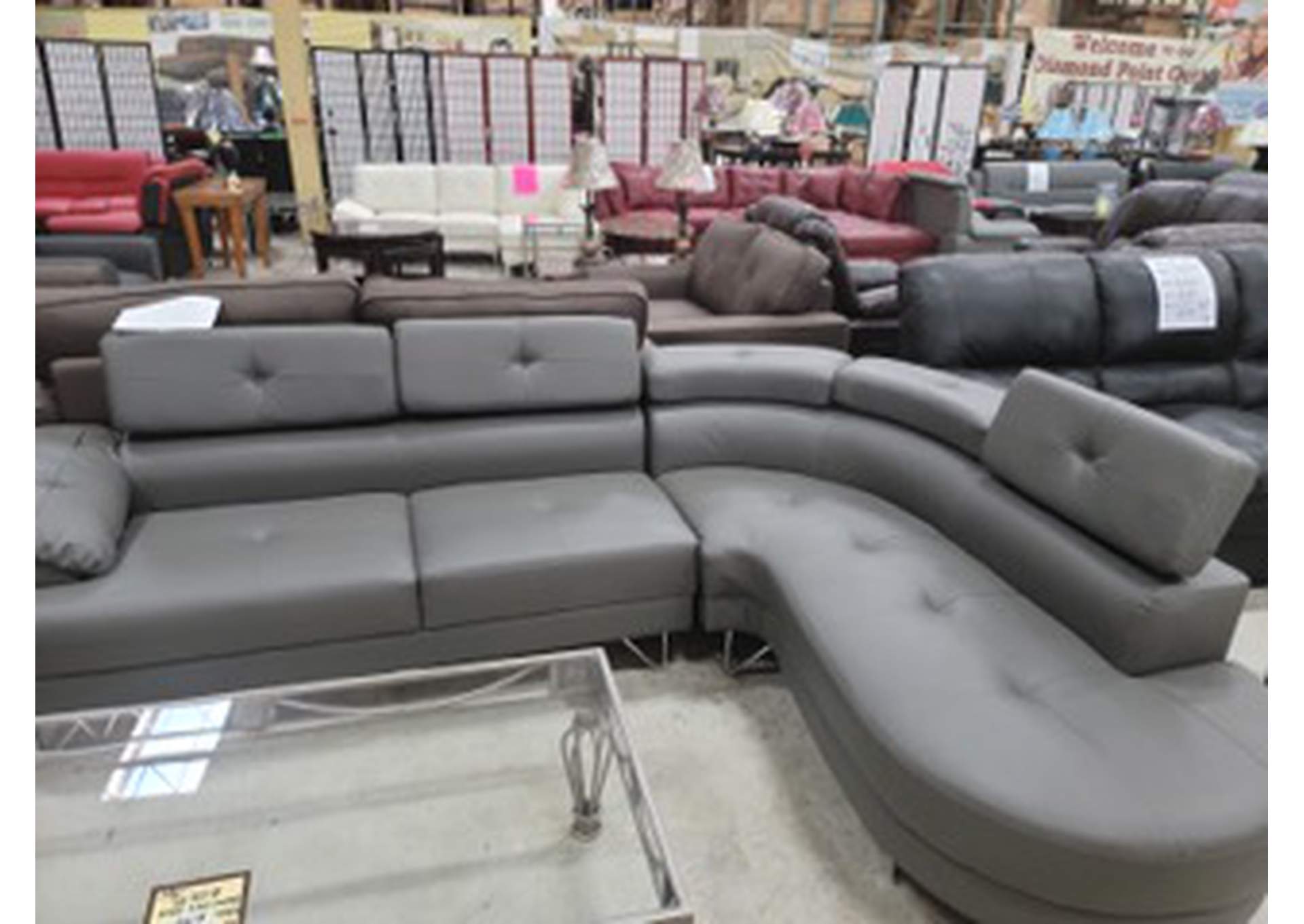 Silver Linen Sectional Sofa Set,Global Trading