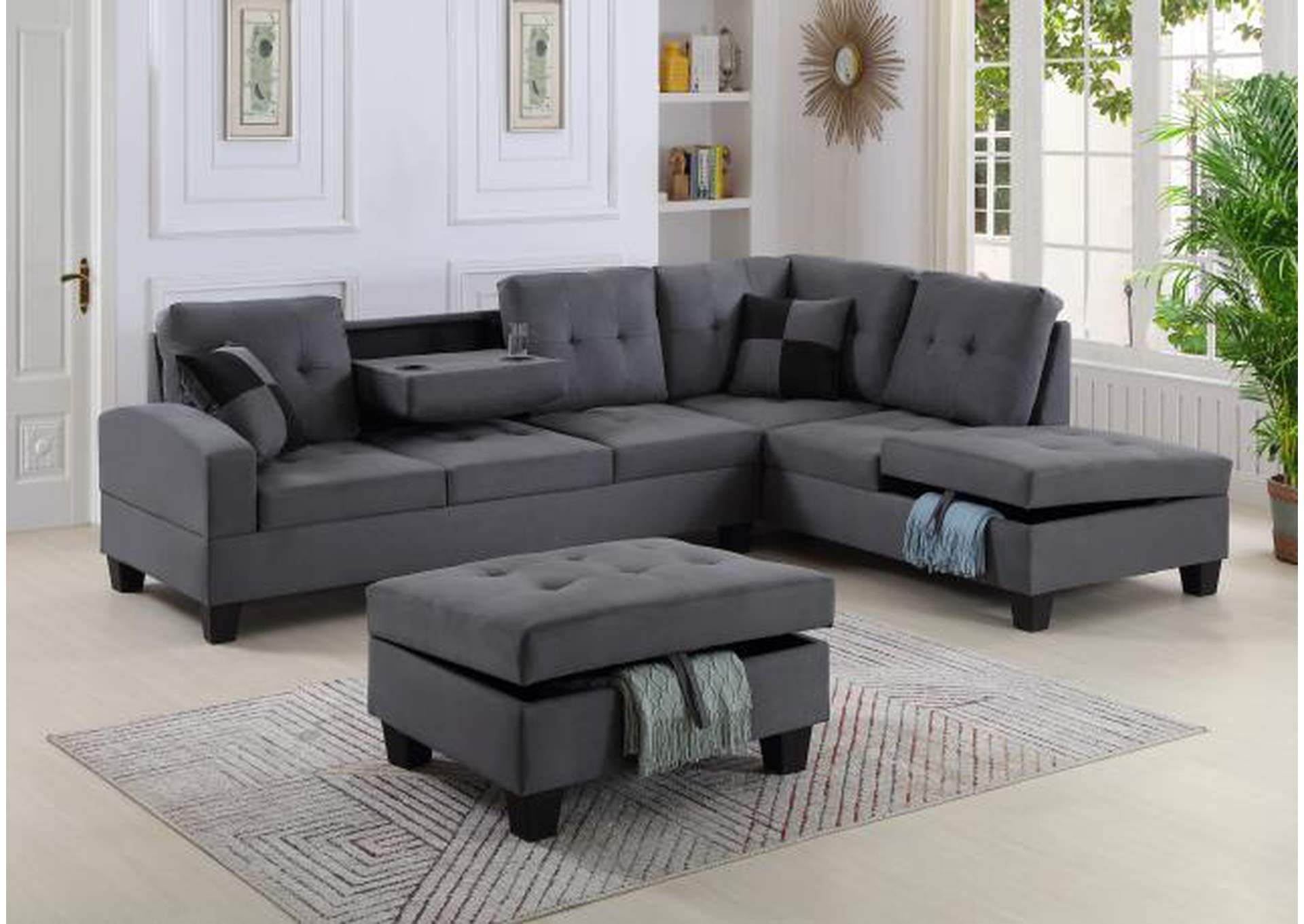 Brown Sectional With Ottoman,Global Trading