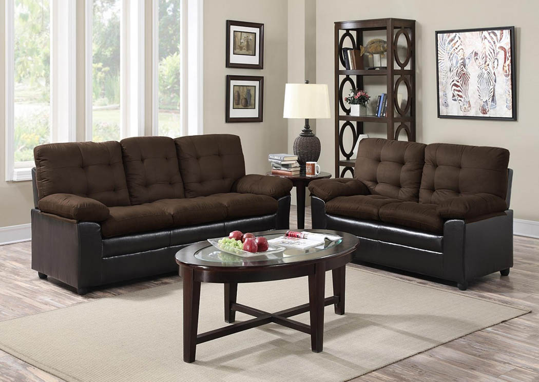 Chocolate Microfiber Sofa & Loveseat,Global Trading