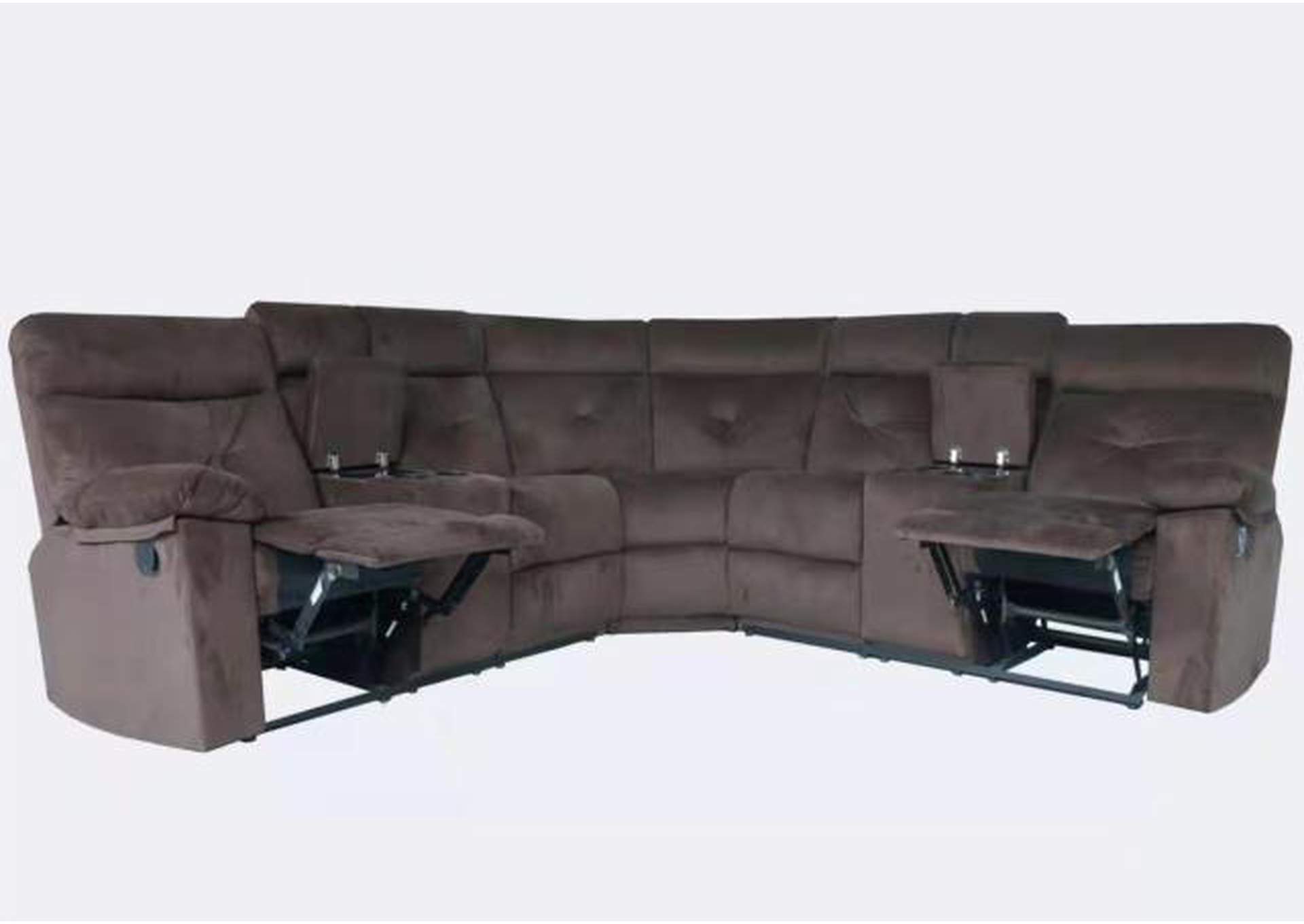 U9083 Brown Velvet Sectional Left,Global Trading