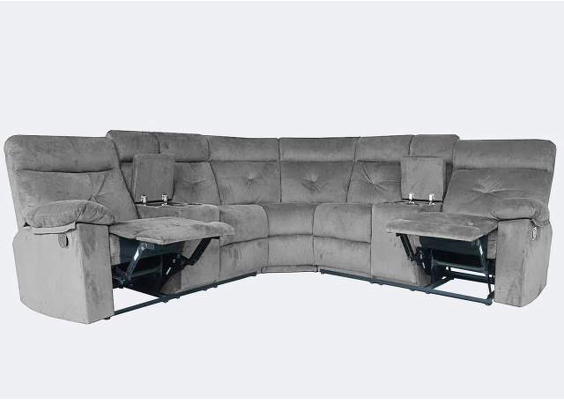 U9084 Grey Velvet Sectional Left,Global Trading