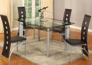 Image for 10MM Black Edge Tempered Glass-Top Dinette (Set of 5)