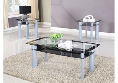 Image for Black 3-Piece Glass Top Coffee Table Set