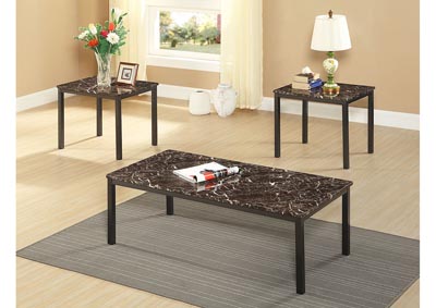 Image for Brown 3 Piece Marble Top Coffee & End Table Set