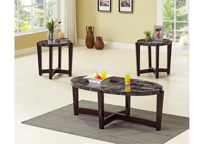 Image for Grey 3 Piece Faux Marble Coffee & End Table Set