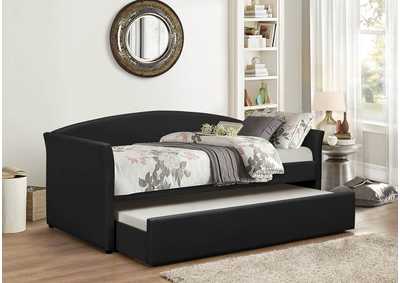 4420 Black Faux Leather Daybed With Trundle