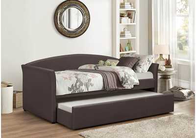 4430 Brown Faux Leather Daybed With Trundle