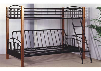 Image for Brown Wood/Metal Twin/Futon Bunk Bed