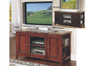 Image for Cappuccino Marble Top TV Stand