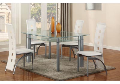Image for White Frosted Edge Glass Top Dining Table