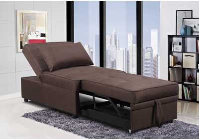 Image for Brown Linen Pull Out Chair Bed