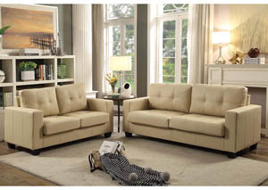 Image for Ivory Contemporary Faux Leather Loveseat