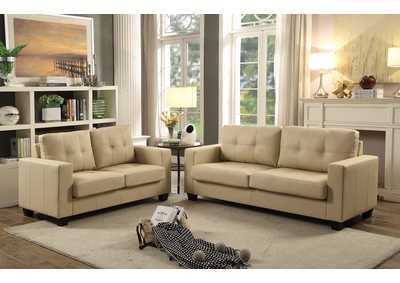 Image for Beige Contemporary Leather Sofa & Loveseat