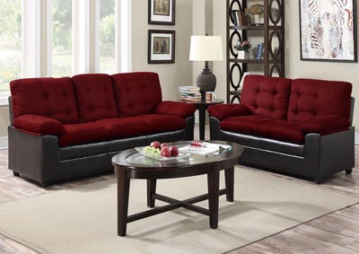 Image for Burgundy Microfiber Sofa & Loveseat