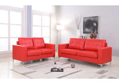 Image for Red Sofa & Loveseat With Chrome Leg