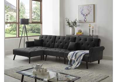 Image for U7400 Black Faux Leather Sectional