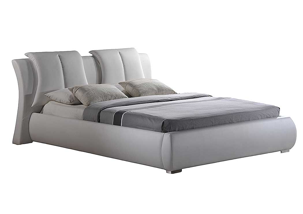 White Queen Upholstered Platform Bed,Global Furniture USA