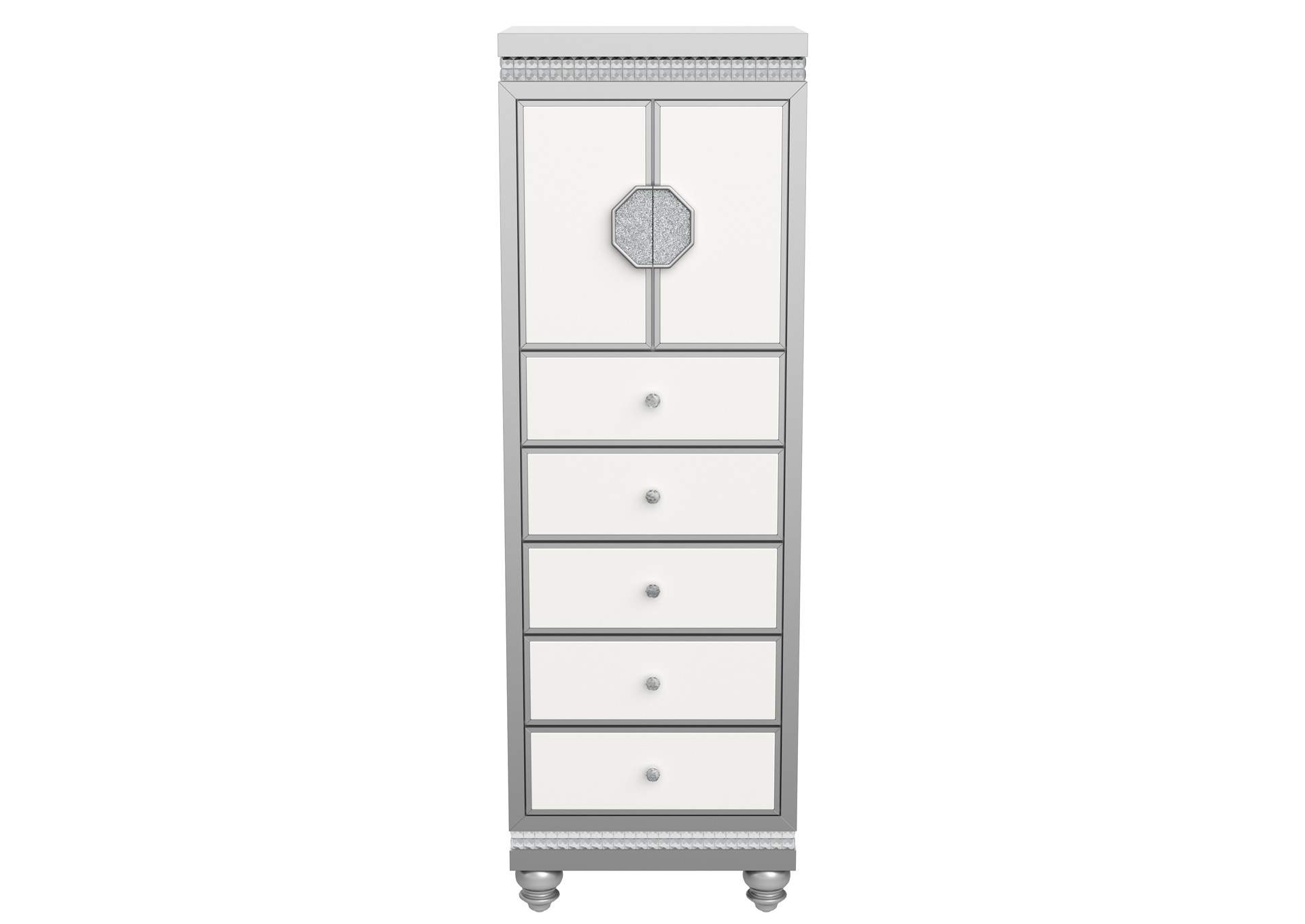 White/Silver Kylie Lingerie Chest,Global Furniture USA